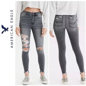 AE American Eagle Outfitters Grey Jegging Jeans 0